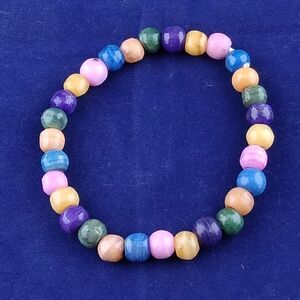 Vintage Hand Carved Dyed Onyx Beaded Bracelet